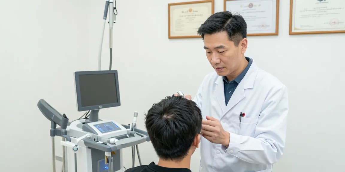 Hair transplant Istanbul consultation with healthcare provider in modern clinic setting.