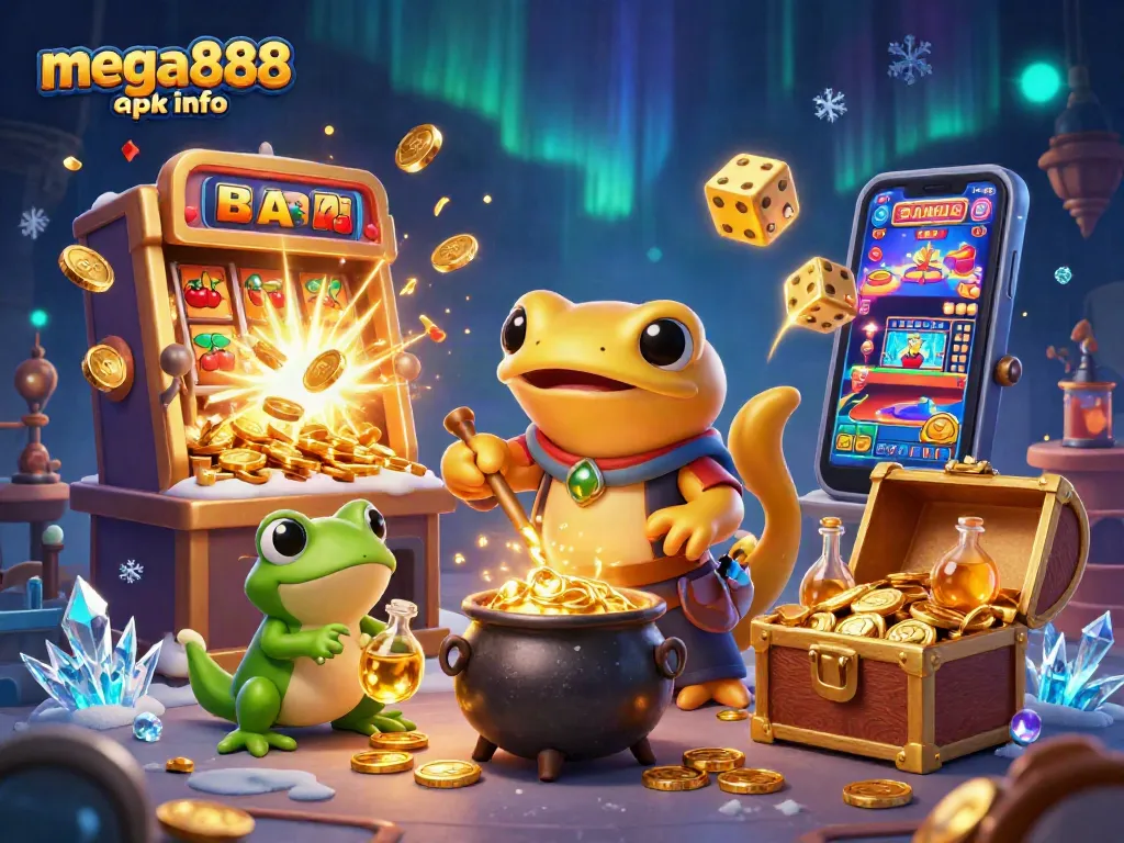 Engage in thrilling gameplay with mega888 apk info at this animated casino scene packed with vibrant characters and exciting elements.