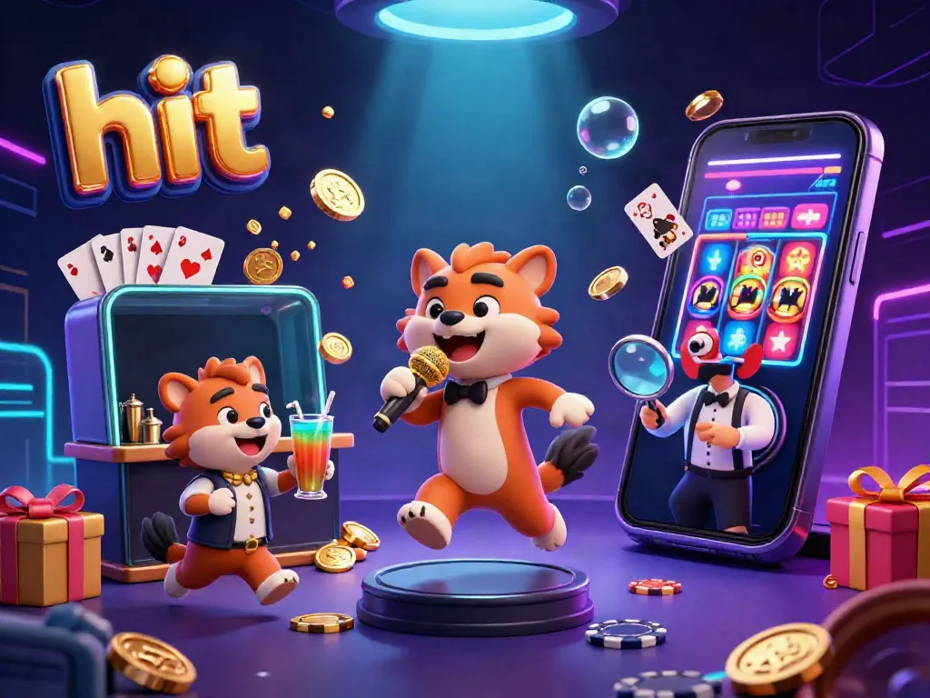 Hit showcases a vibrant casino scene with hyenas performing in a comedy club, mixing drinks, and checking IDs.