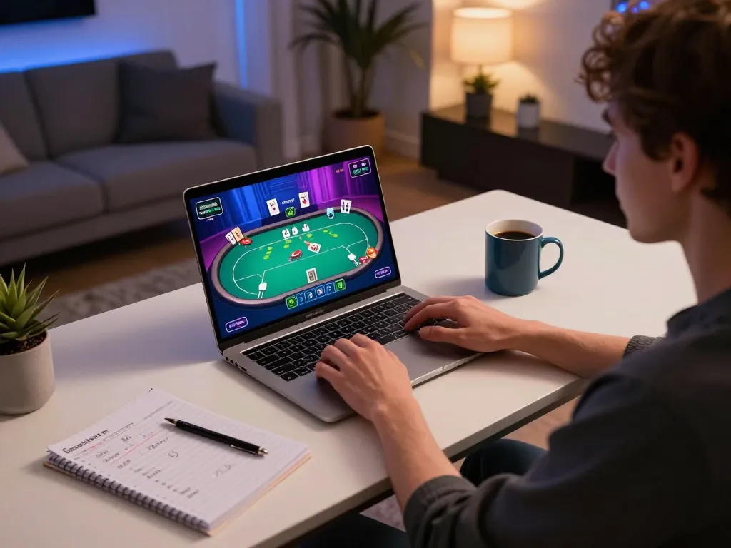 engaging in top 10 game bài at home with cozy gaming setup and strategic notes