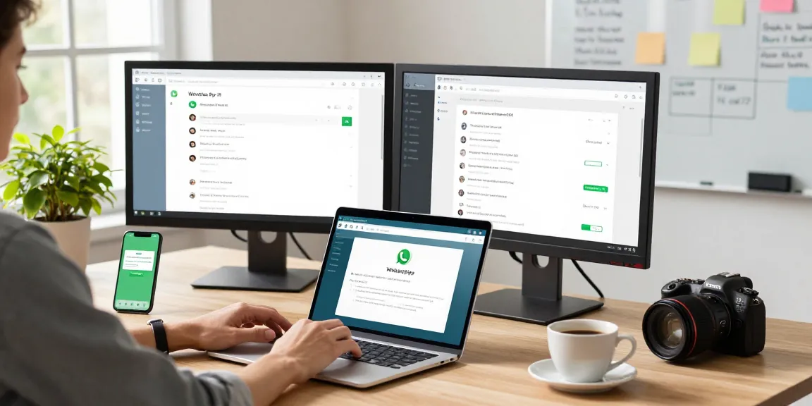 WhatsApp網頁版 interface displayed on laptop with engaging workspace elements.
