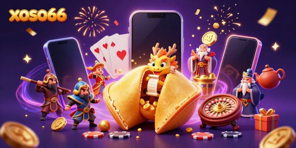 Experience excitement with xoso66's vibrant casino world featuring dynamic characters and gaming elements.