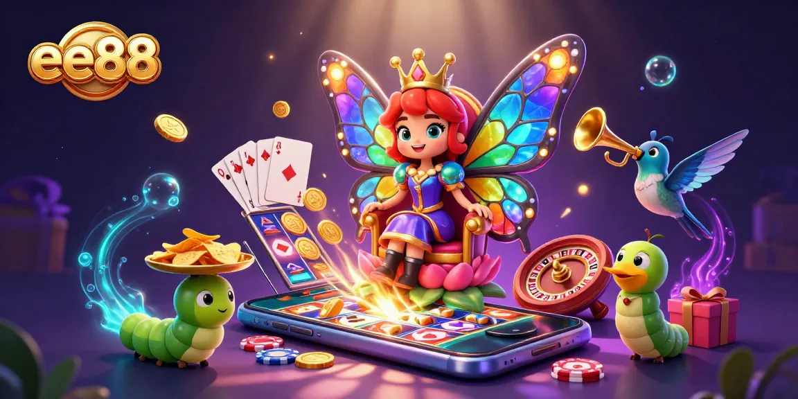 Experience the vibrant world of ee88 casino with dazzling games, golden chips, and colorful characters.