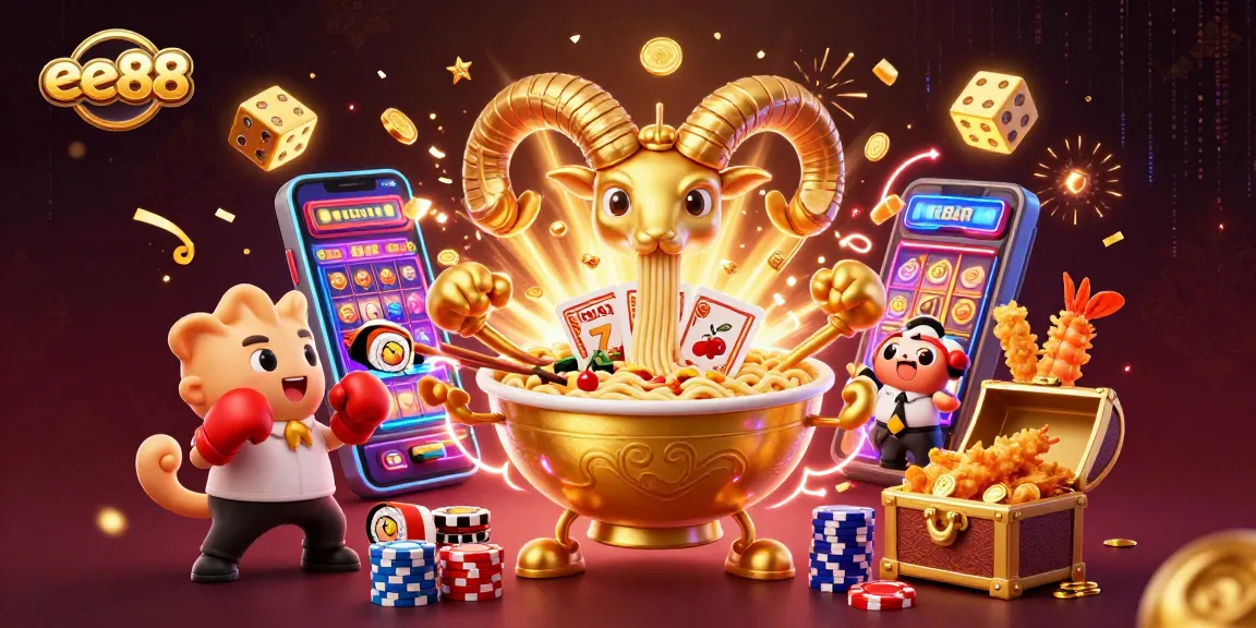 Engage with ee88’s dynamic casino gaming scene featuring vibrant slot action and playful characters.
