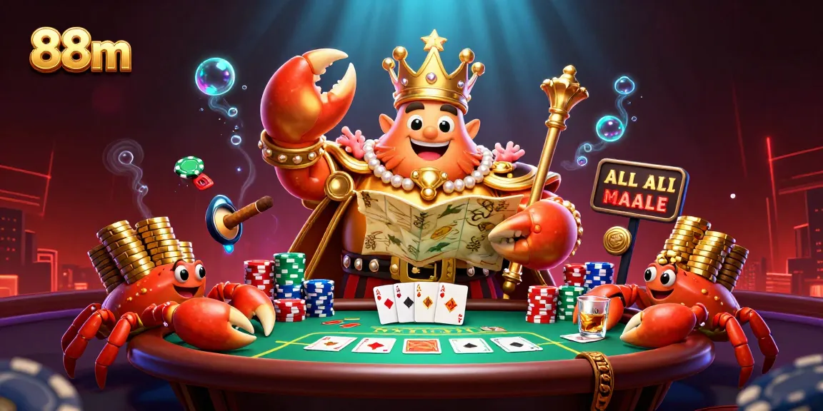 Engage in thrilling gameplay at 88m, featuring vibrant casino action with a golden crab emperor.