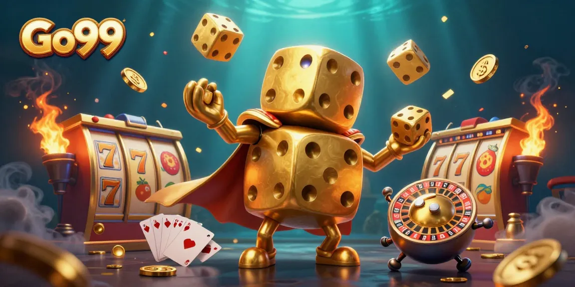 Play exciting casino games at Go99 with dynamic golden dice and vibrant slot elements.