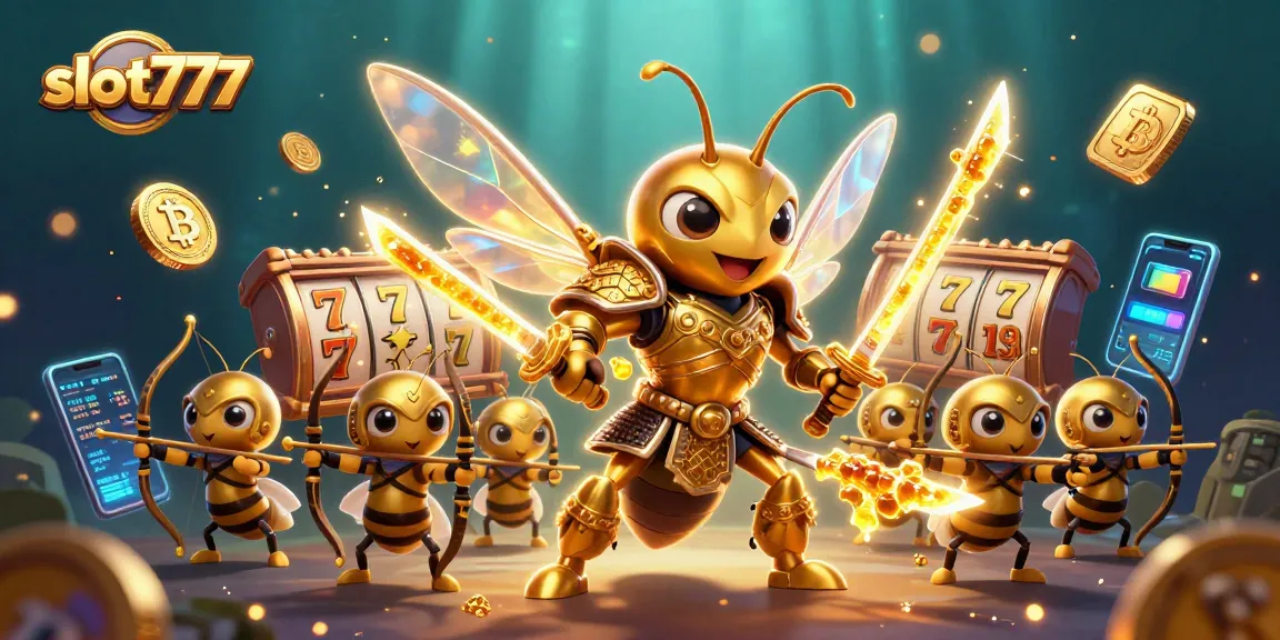 Engage in thrilling gameplay with slot777 illustrated alongside vibrant slot reels and dynamic crypto elements.