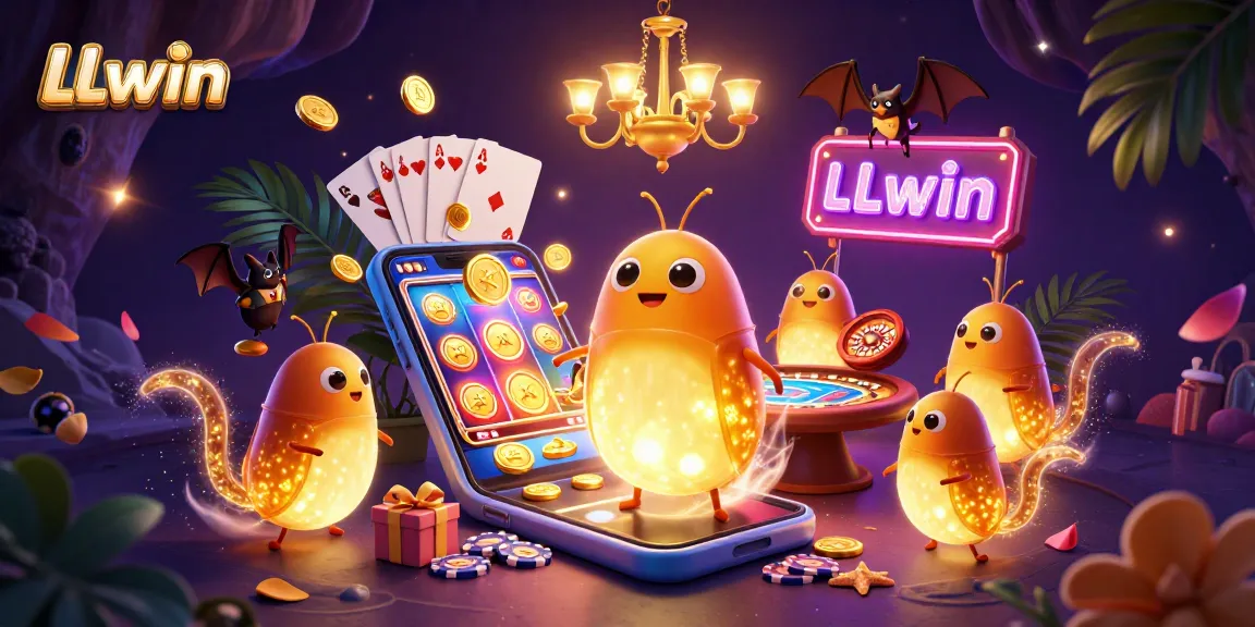 Light up your casino experience with LLwin's vibrant glowworms illuminating a thrilling gaming scene.