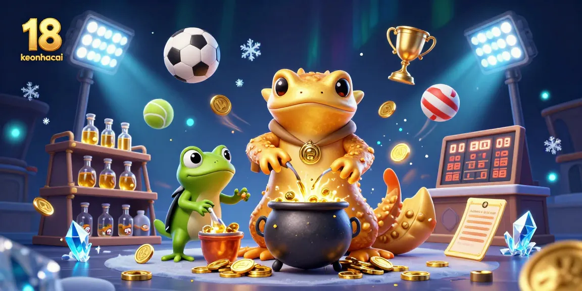 Bet on keonhacai 18 while a golden salamander transforms metals into coins amidst thrilling sports betting action.